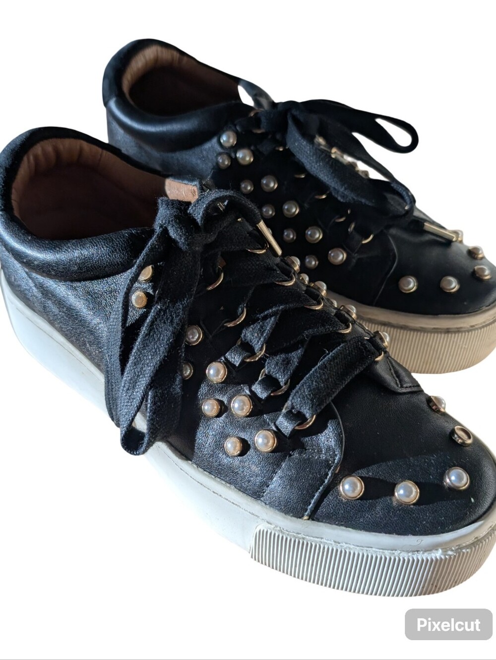 Joie Handan Black Pearl Studded Platform Sneakers Women's Size EU 37